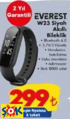 EVEREST W23 SİYAH AKILLI BİLEKLİK EVEREST W23 SİYAH AKILLI BİLEKLİK